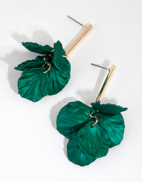 Green Pearlised Petal Drop Earrings - link has visual effect only