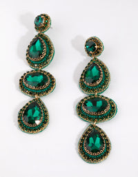 Green Statement Jewel Drop Earrings - link has visual effect only