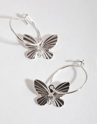 Silver Butterfly Huggie Hoop Earrings - link has visual effect only