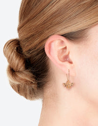 Gold Bee Pendant Huggie Hoop Earrings - link has visual effect only