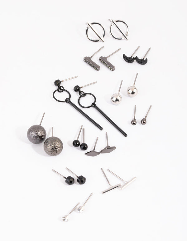 Mixed Metal Edgy Stud Earrings