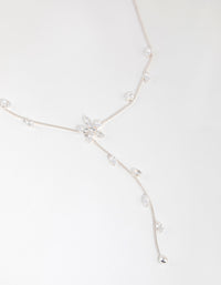 Silver Cubic Zirconia Flower Vine Y Necklace - link has visual effect only