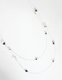 Silver Long Layered Station Necklace - link has visual effect only