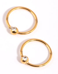 Gold Plated Surgical Steel Diamante End Hoop Earrings - link has visual effect only