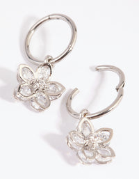 Surgical Steel Cubic Zirconia Flower Sleeper Earrings - link has visual effect only