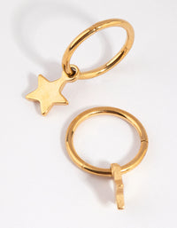 Gold Plated Surgical Steel Star Charm Sleeper Earrings - link has visual effect only