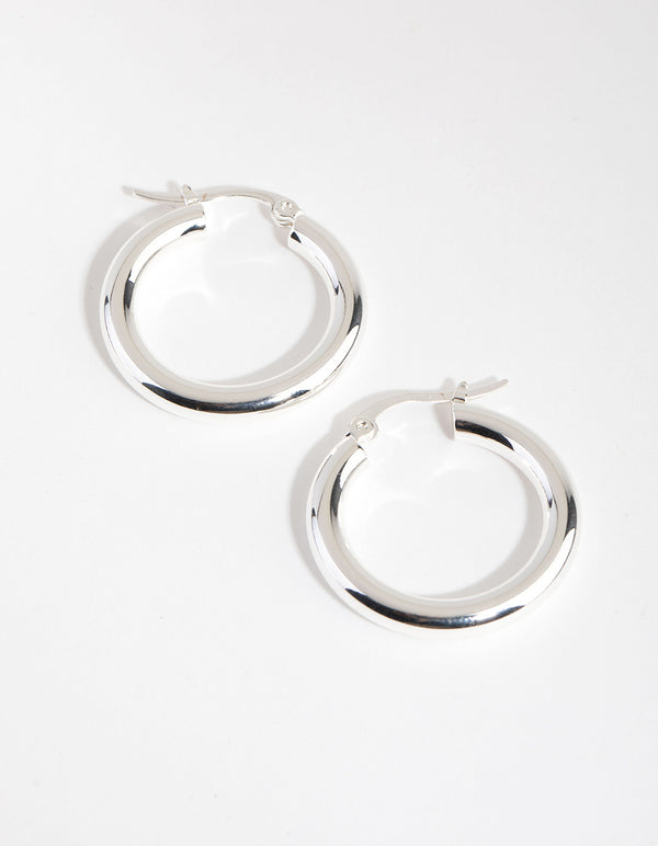 Silver Plated Thin Hoop Earrings