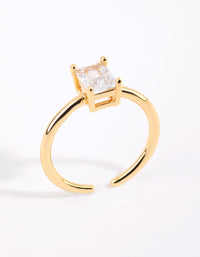 Gold Emerald Cut Cubic Zirconia Ring - link has visual effect only