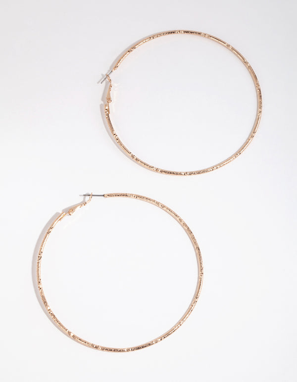 Gold Diamond Cut Big Hoop Earrings