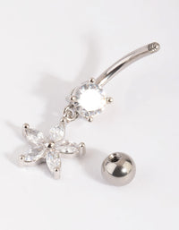 Surgical Steel Cubic Zirconia Flower Belly Bar - link has visual effect only