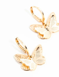 Gold Double Butterfly Stamp Huggie Earrings - link has visual effect only