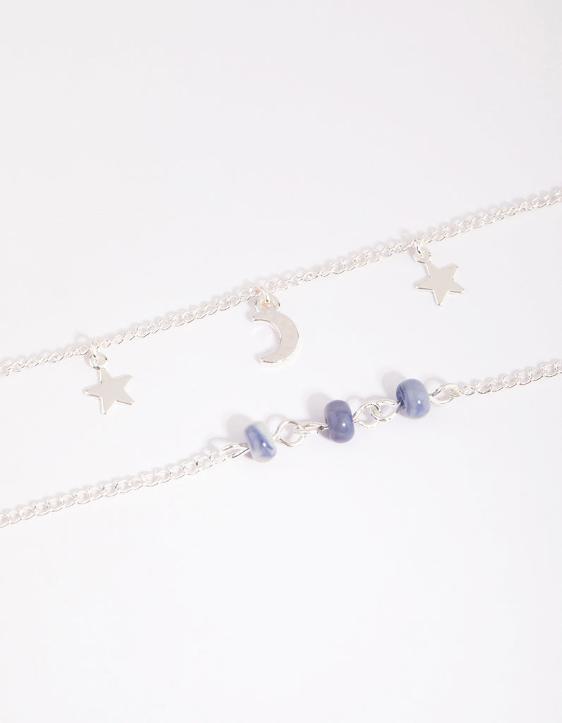 Blue Beaded Celestial Bracelet Set