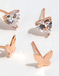 Rose Gold Plated Sterling Silver Butterfly Stud Set - link has visual effect only