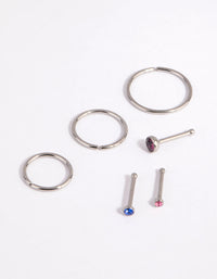 Surgical Steel Graduated Stud & Hoop Nose Stud & Ring 6-Pack - link has visual effect only