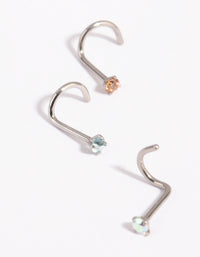 Surgical Steel Light Stone Nose Stud Pack - link has visual effect only