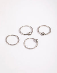 Surgical Steel Textured Nose Ring 4-Pack - link has visual effect only