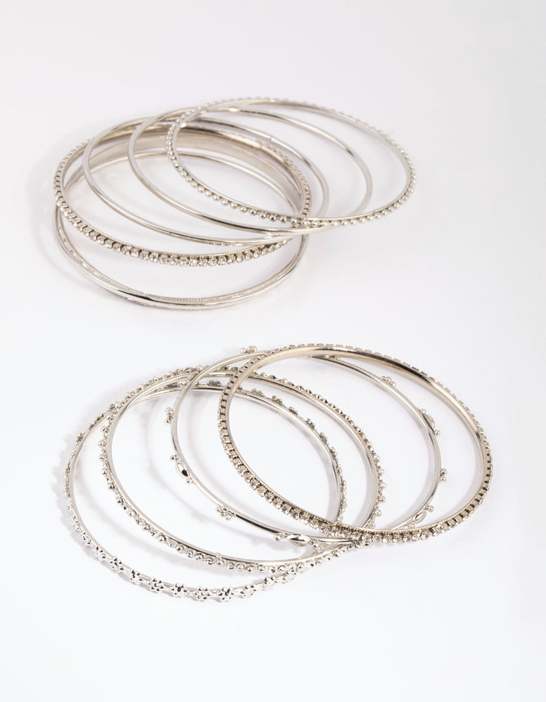 Rhodium Statement Bangle Pack