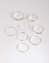 Silver Mixed Texture Ring Pack - link has visual effect only