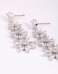 Silver Cubic Zirconia Flower Drop Earrings - link has visual effect only