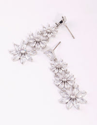 Silver Cubic Zirconia Flower Drop Earrings - link has visual effect only