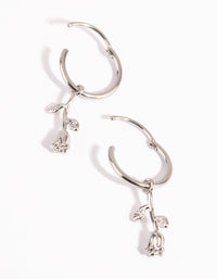 Surgical Steel Hanging Rose Hoop Earrings - link has visual effect only