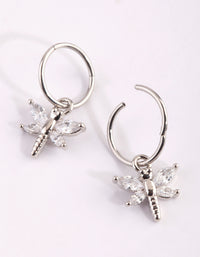 Surgical Steel Cubic Zirconia Dragonfly Hoop Earrings - link has visual effect only