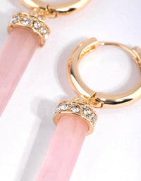 Gold Rose Quartz Shard Huggie Earrings - link has visual effect only