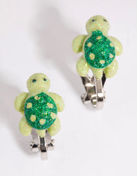 Rhodium Turtle Clip On Earrings - link has visual effect only