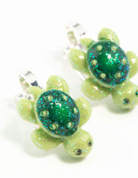 Rhodium Turtle Clip On Earrings - link has visual effect only