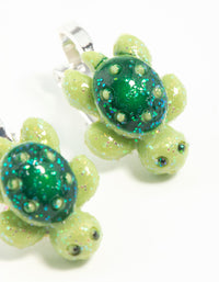 Rhodium Turtle Clip On Earrings - link has visual effect only