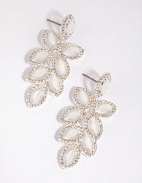 Silver Flower Cut Out Diamante Drop Earrings - link has visual effect only