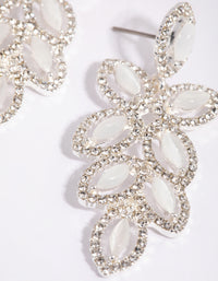 Silver Flower Cut Out Diamante Drop Earrings - link has visual effect only