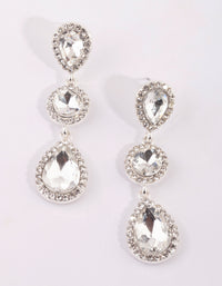 Silver Circular & Teardrop Diamante Earrings - link has visual effect only