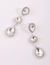 Silver Circular & Teardrop Diamante Earrings - link has visual effect only