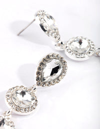 Silver Circular & Teardrop Diamante Earrings - link has visual effect only