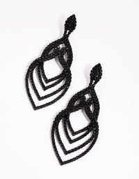 Matte Black Layered Drop Earrings - link has visual effect only