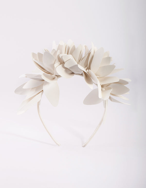 White Petal PU Leather Headband