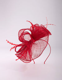 Triangular Red Feather Fascinator - link has visual effect only