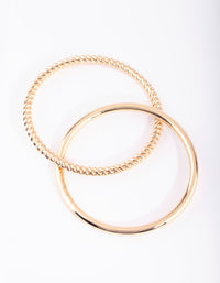 Gold Twisted & Plain Bangle Bracelet Set - link has visual effect only