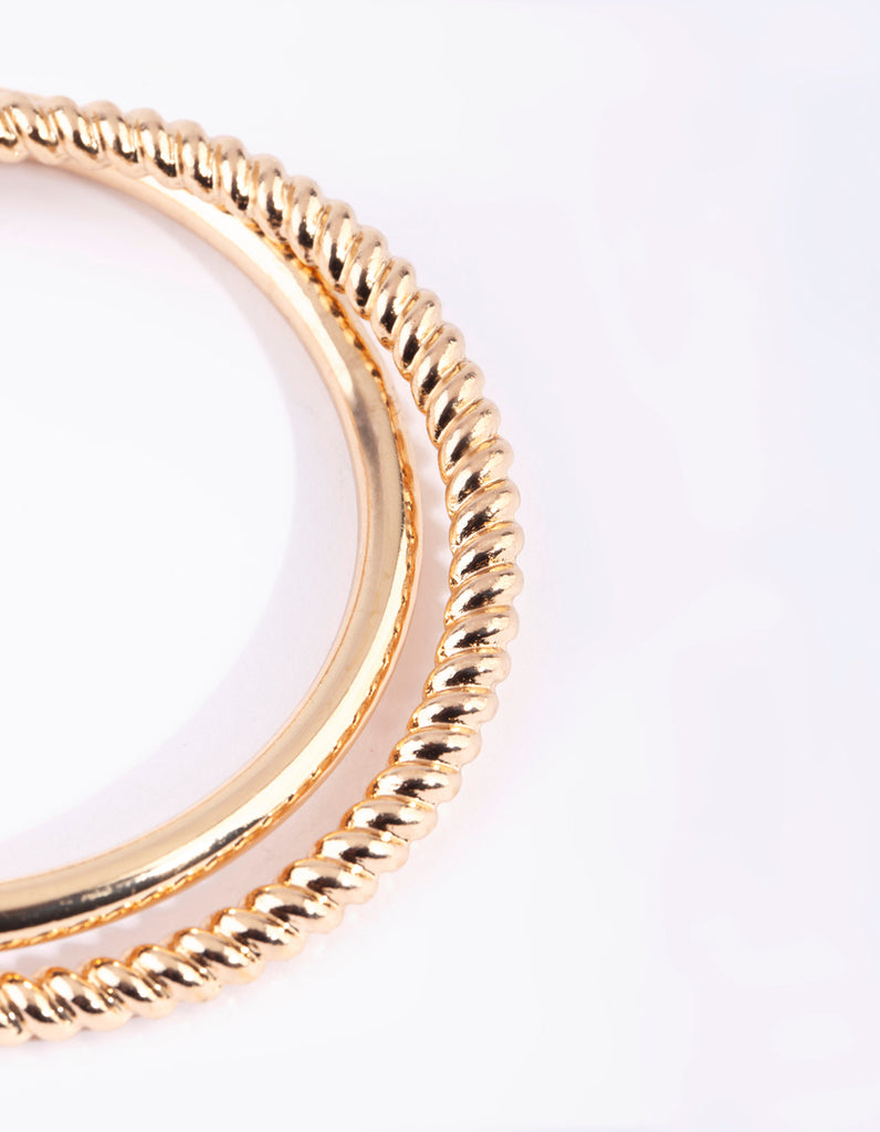 Gold Twisted & Plain Bangle Bracelet Set