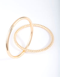 Gold Twisted & Plain Bangle Bracelet Set - link has visual effect only