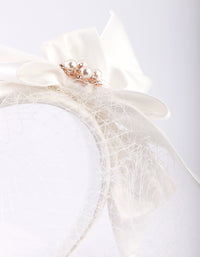 White Bow Pearl & Veil Headband - link has visual effect only