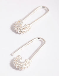 Sterling Silver Pave Safety Pin Earrings - link has visual effect only