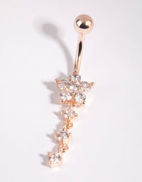 Rose Gold Surgical Steel Flower Belly Bar - link has visual effect only