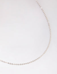 Silver Plated Short Plain Chain Necklace - link has visual effect only