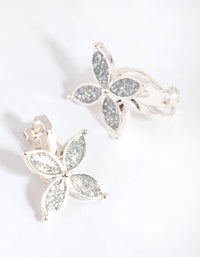 Silver Pointed Flower Clip-On Earrings - link has visual effect only