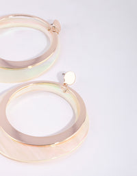 Gold Two Tone Shell Drop Earrings - link has visual effect only