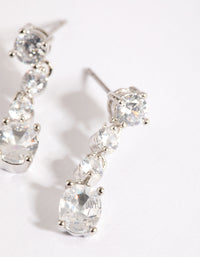 Rhodium Cubic Zirconia Round Droplet Earrings - link has visual effect only