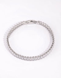 Rhodium Cubic Zirconia Baguette Tennis Bracelet - link has visual effect only