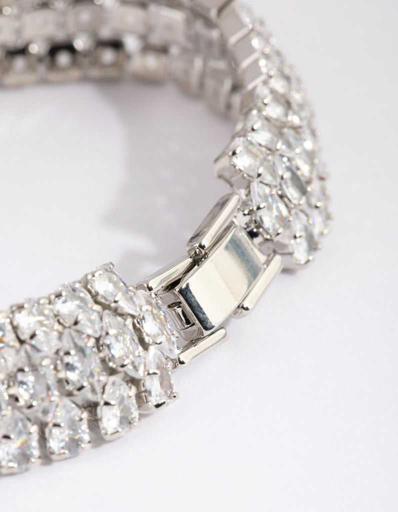 Rhodium Cubic Zirconia Tennis Bracelet